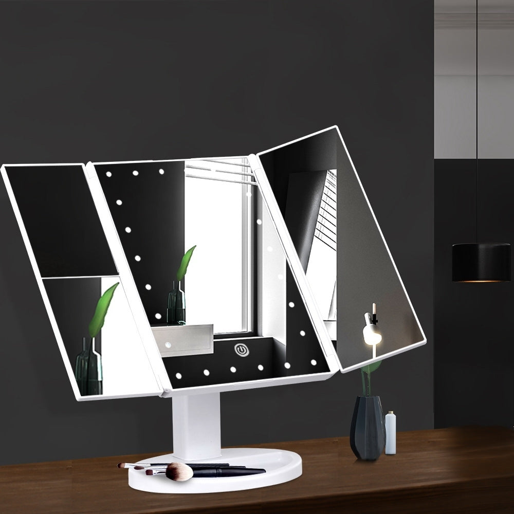 Tri-Fold Make Up Mirror with - 22 LED Lights