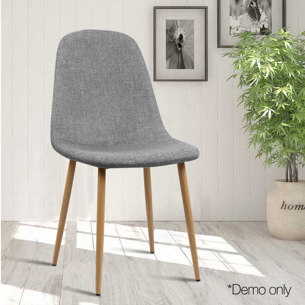 Set of 4 Adamas Fabric Dining Chairs - Light Grey