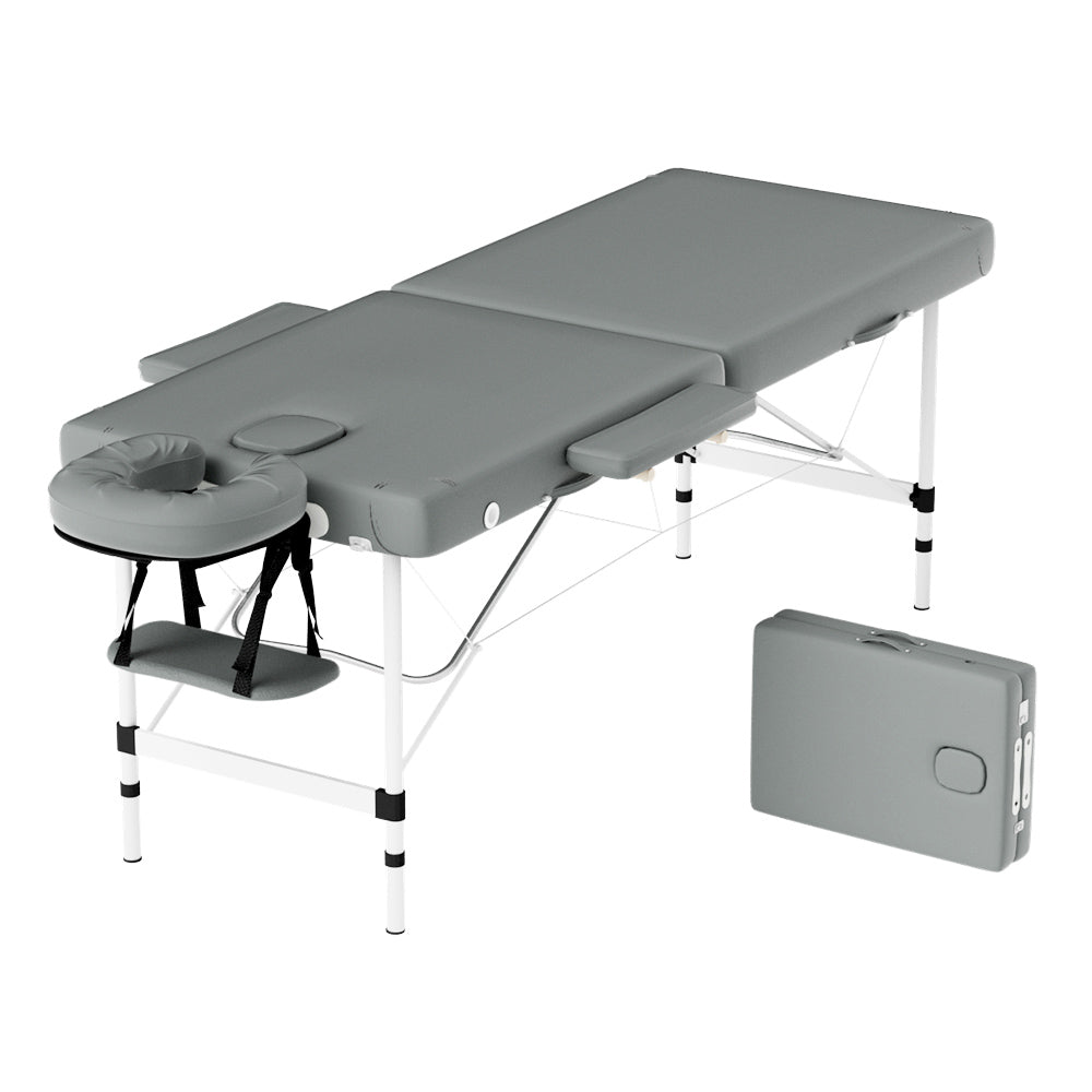 Massage Table Portable Aluminium 2 Fold Massages Bed Beauty Therapy 55cm