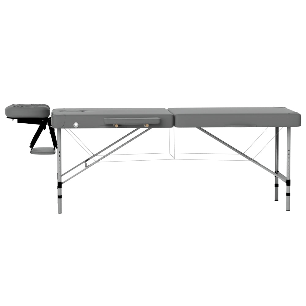 Massage Table Portable Aluminium 2 Fold Massages Bed Beauty Therapy 55cm
