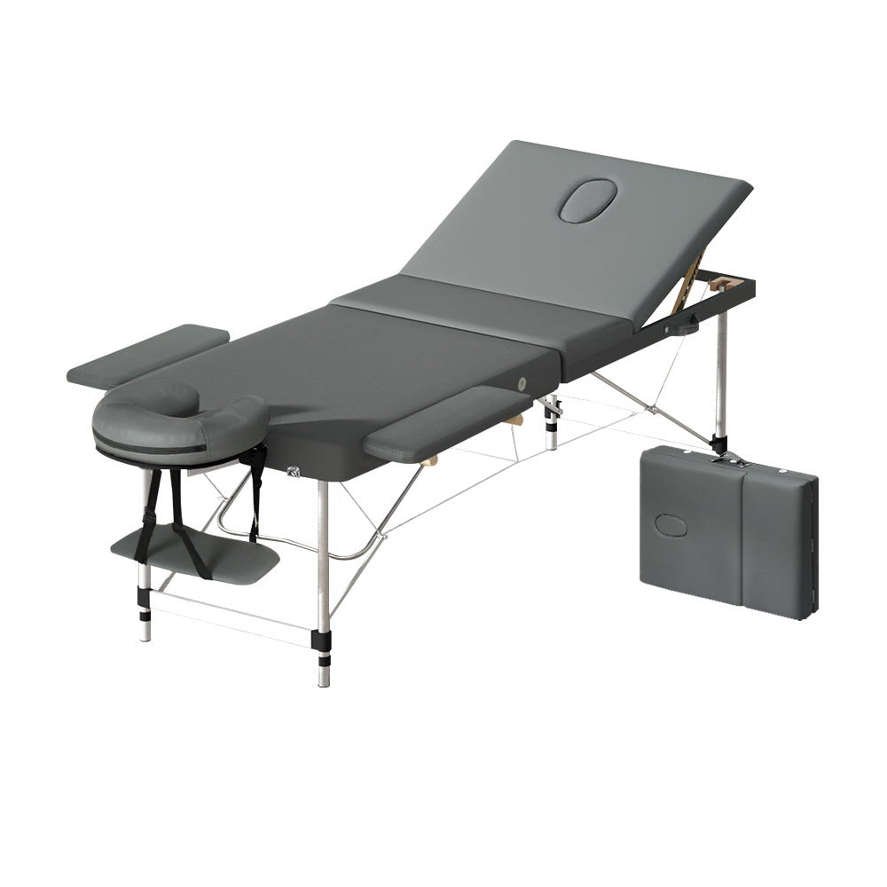 Massage Table Portable 3 Fold Aluminium Therapy Beauty Bed Waxing 75CM