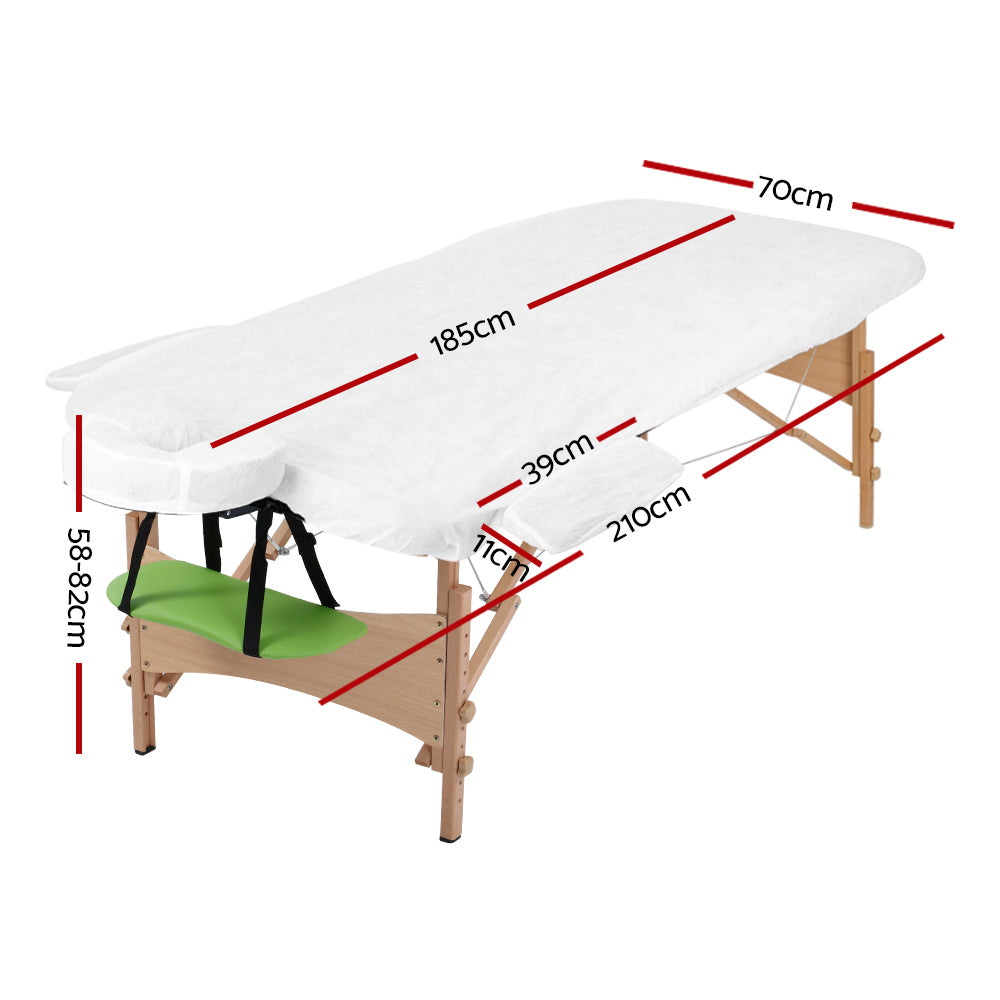 3 Fold Portable Wood Massage Table - Black & Lime