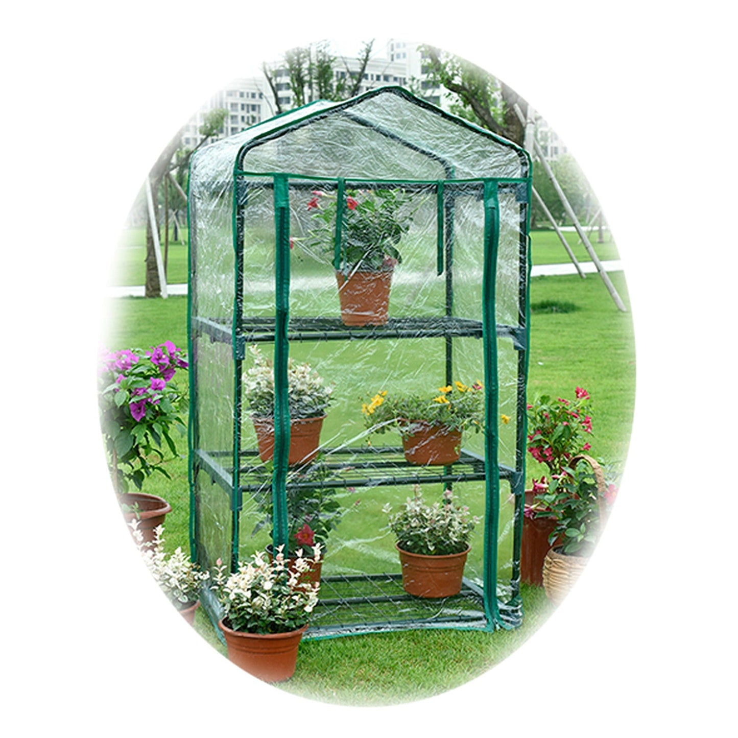 Green House Flower Garden Shed with Tunnel Cover