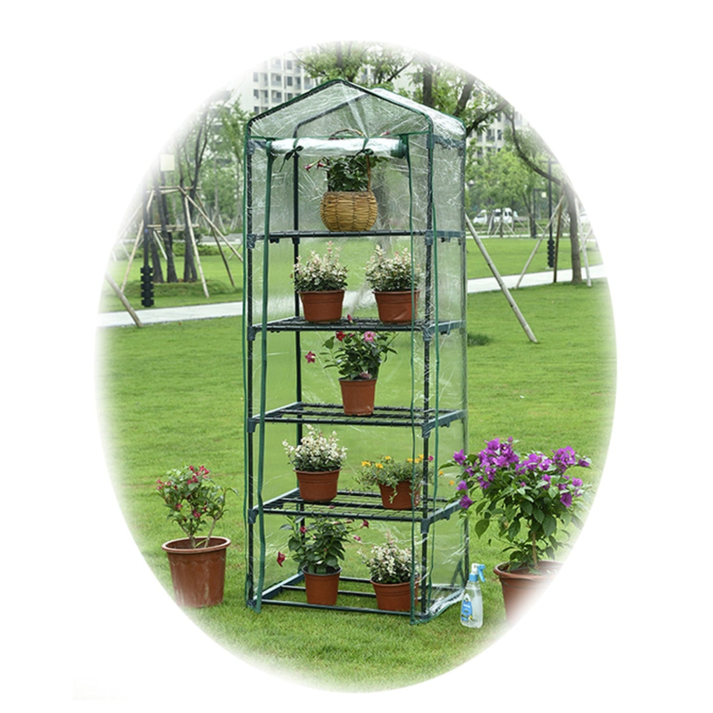 Green House Flower Garden Shed with Tunnel Cover