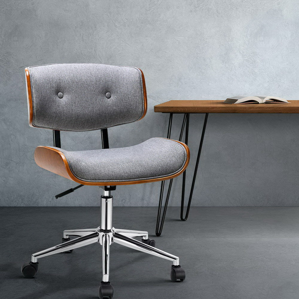 Office Executive Rotating Chair - Grey and Wood