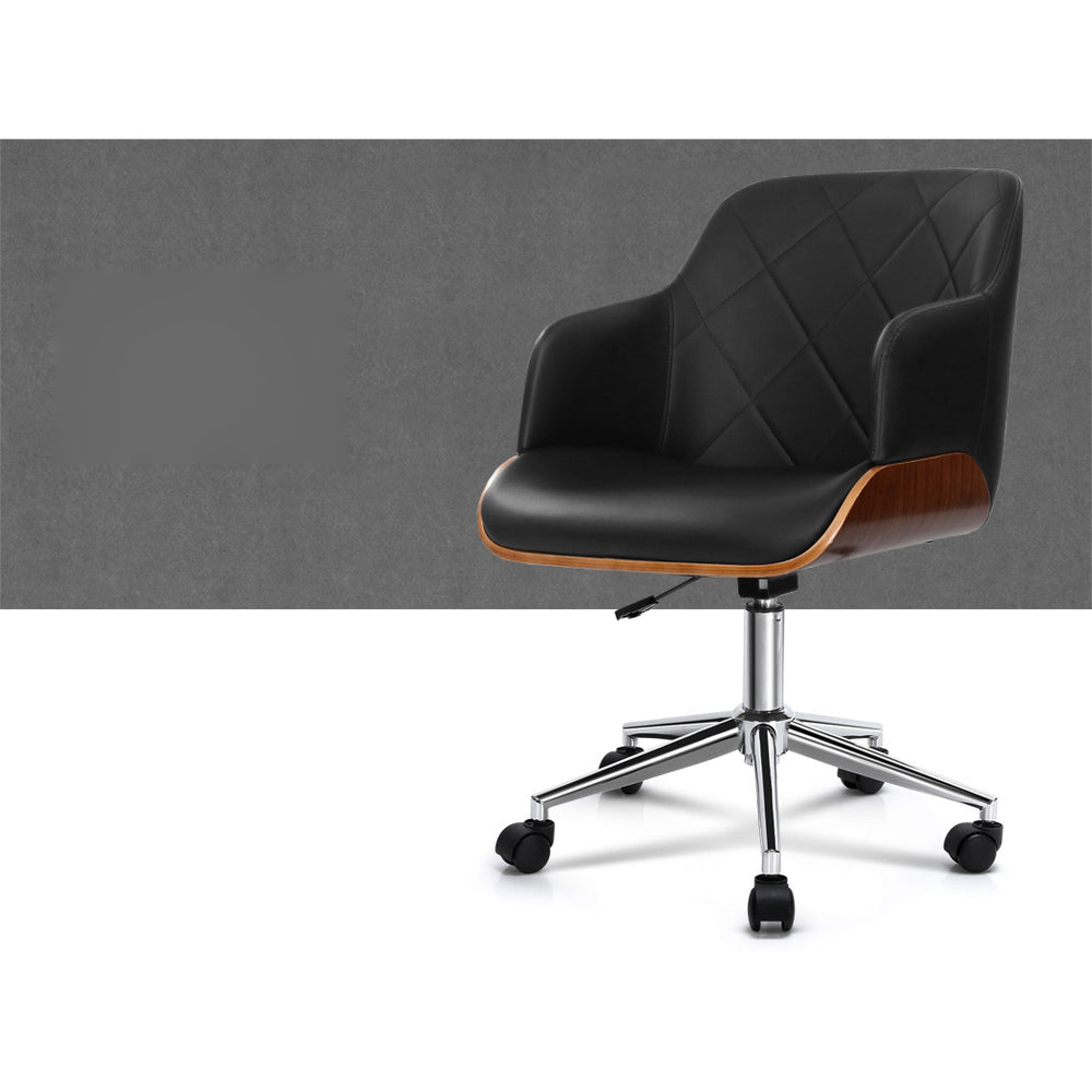 Office Executive Rotating Chair - Black and Wood