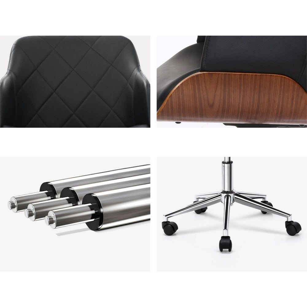 Office Executive Rotating Chair - Black and Wood