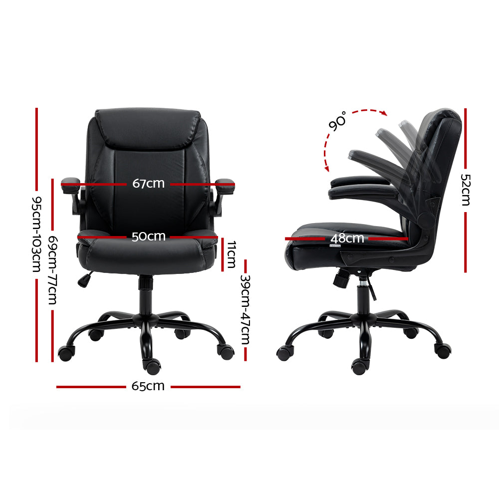 Office Chair Leather Computer Desk Chairs Executive Gaming Study Black