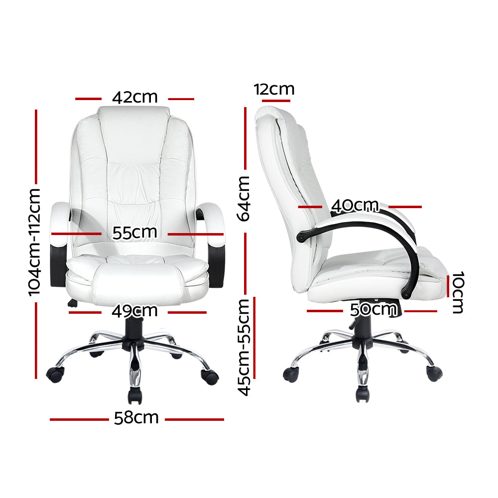 Executive Office Gaming Leather Chair - White