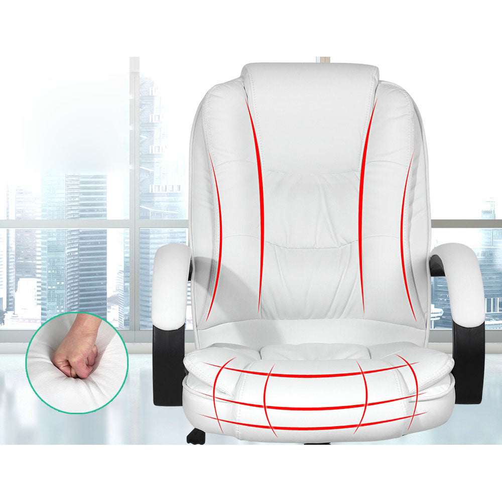Executive Office Gaming Leather Chair - White