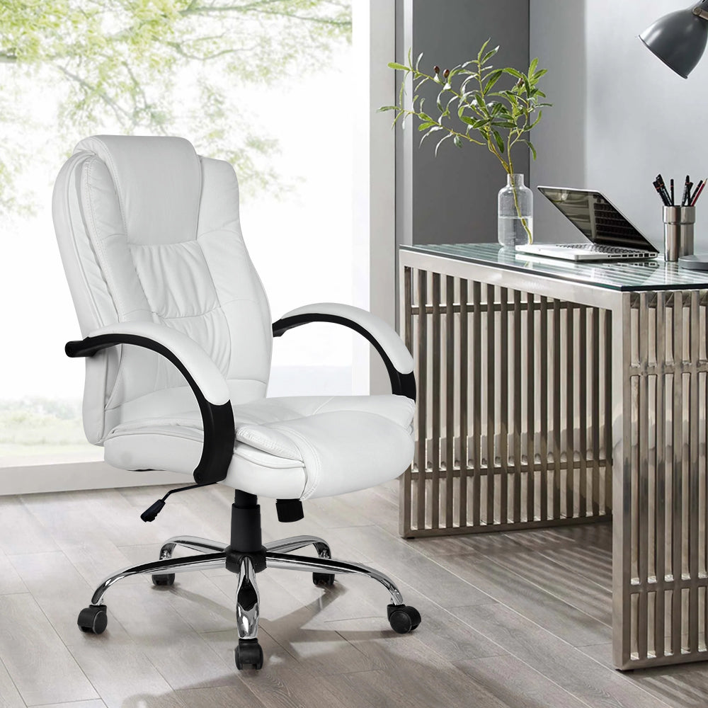 Executive Office Gaming Leather Chair - White