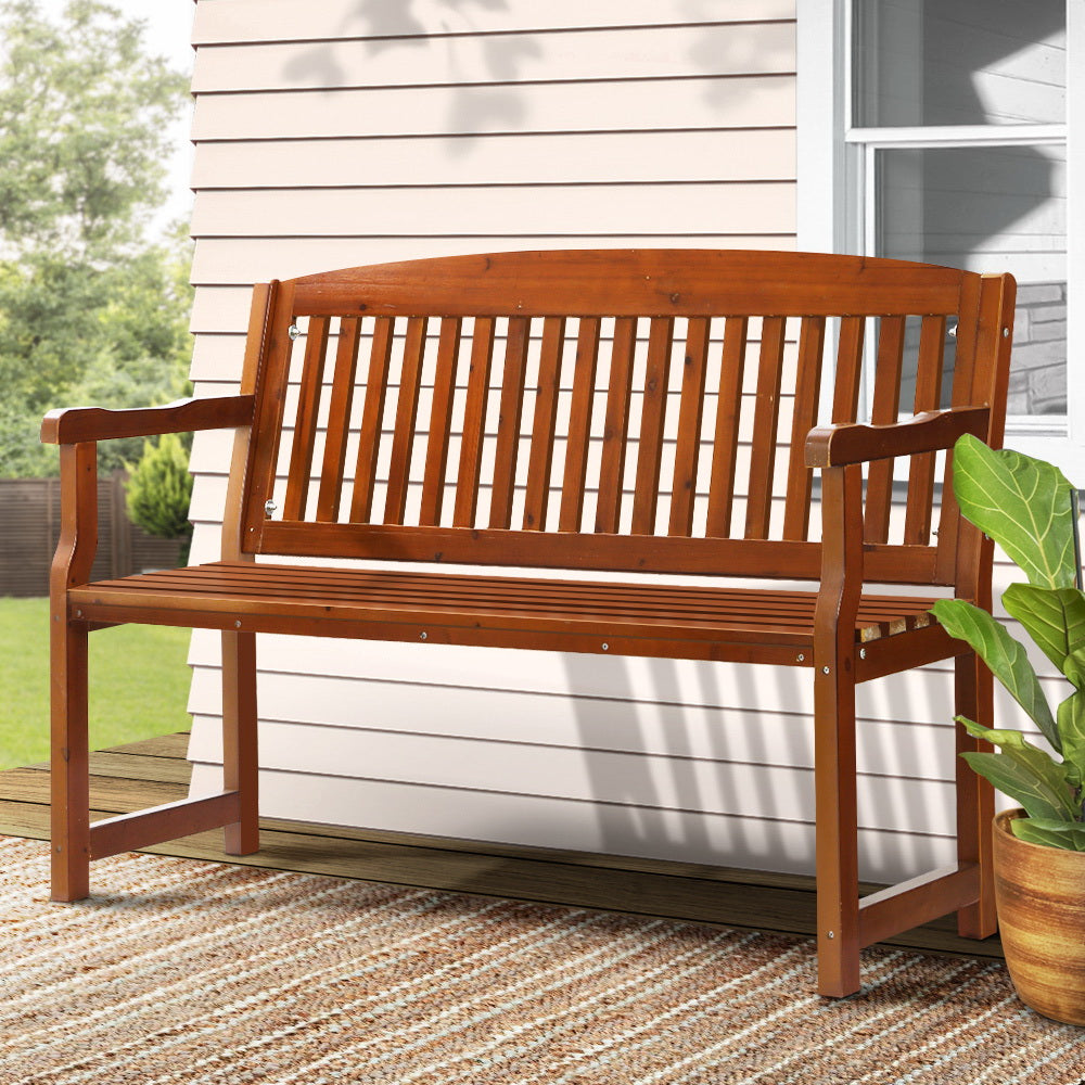 Outdoor Garden Bench  Wooden Chair Patio Furniture Lounge Seat - White