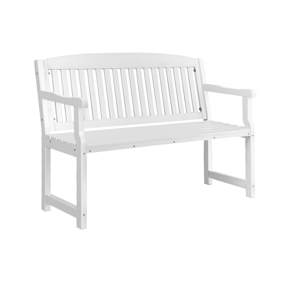 Outdoor Garden Bench  Wooden Chair Patio Furniture Lounge Seat - White