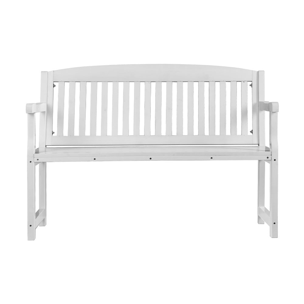 Outdoor Garden Bench  Wooden Chair Patio Furniture Lounge Seat - White