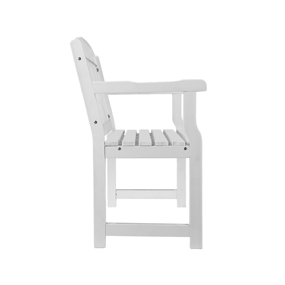 Outdoor Garden Bench  Wooden Chair Patio Furniture Lounge Seat - White