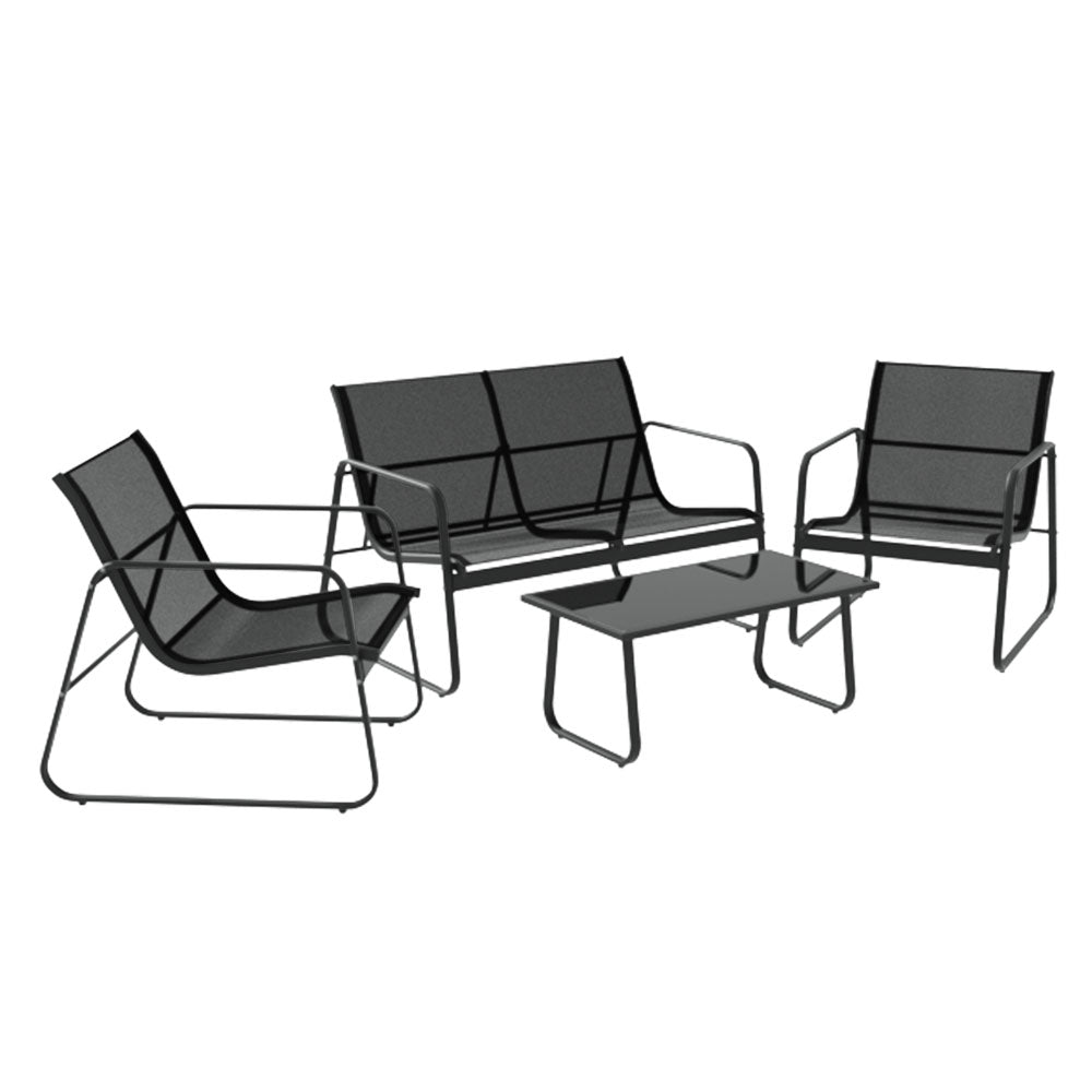Outdoor Garden Patio Furniture Sofa Table Chair Lounge Set - Black