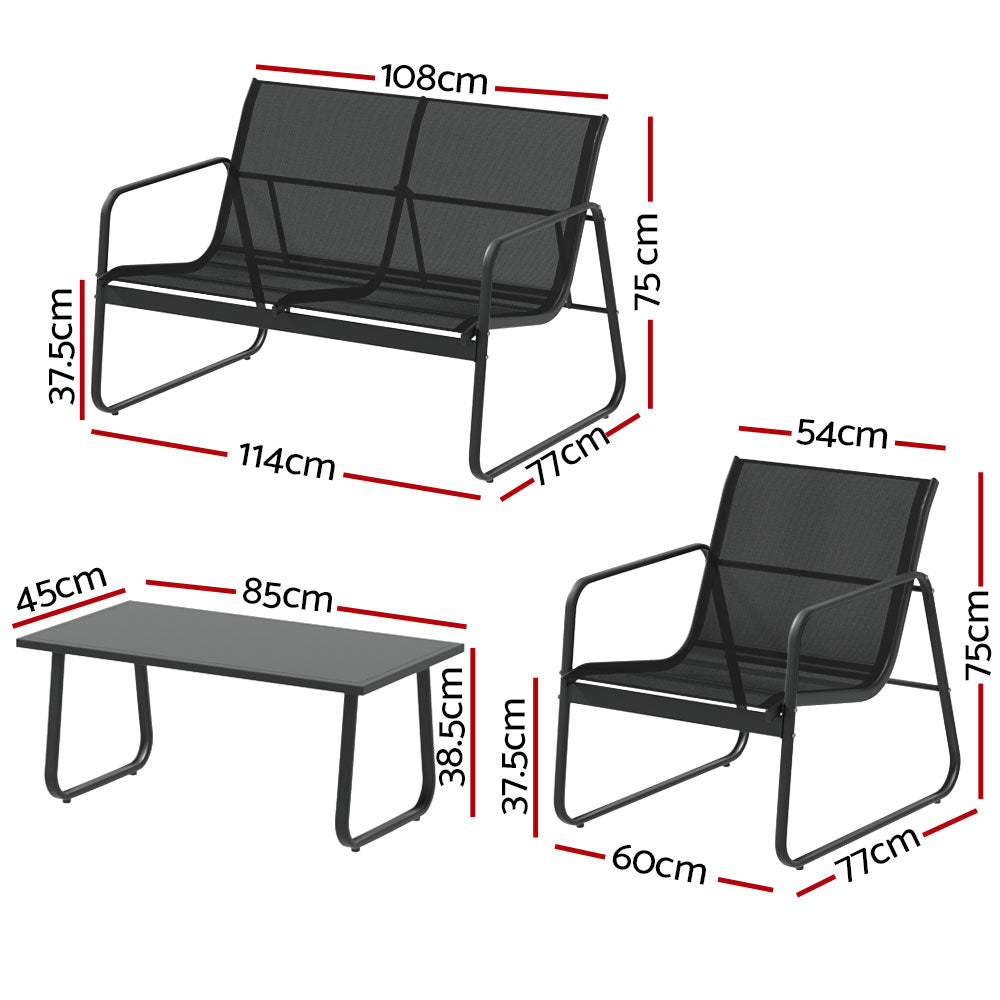 Outdoor Garden Patio Furniture Sofa Table Chair Lounge Set - Black