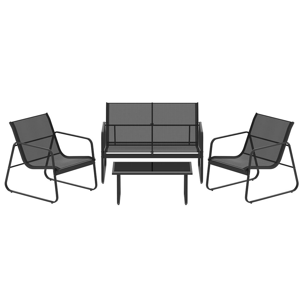 Outdoor Garden Patio Furniture Sofa Table Chair Lounge Set - Black