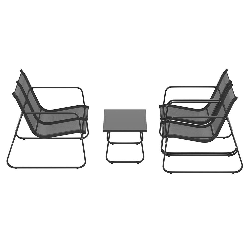 Outdoor Garden Patio Furniture Sofa Table Chair Lounge Set - Black