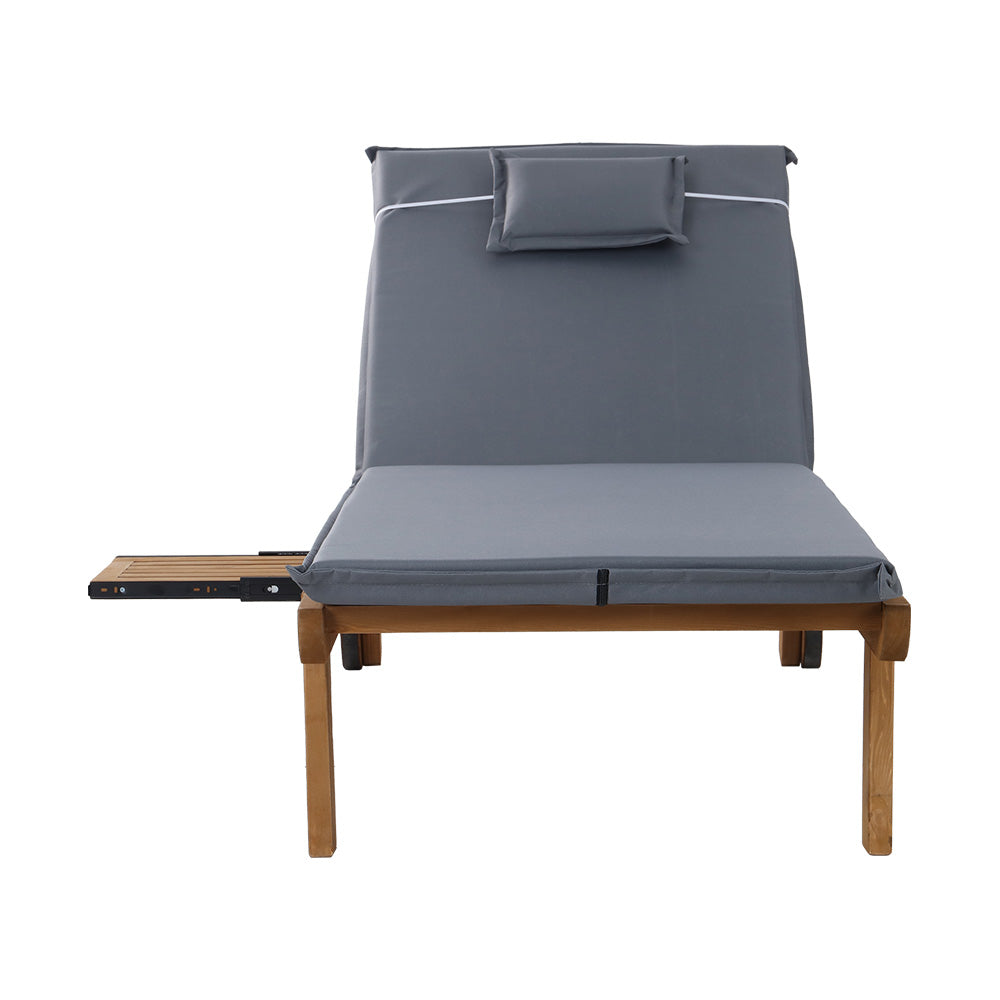 Sun Lounge Day Bed Wheel Patio Outdoor Furniture Set - Grey