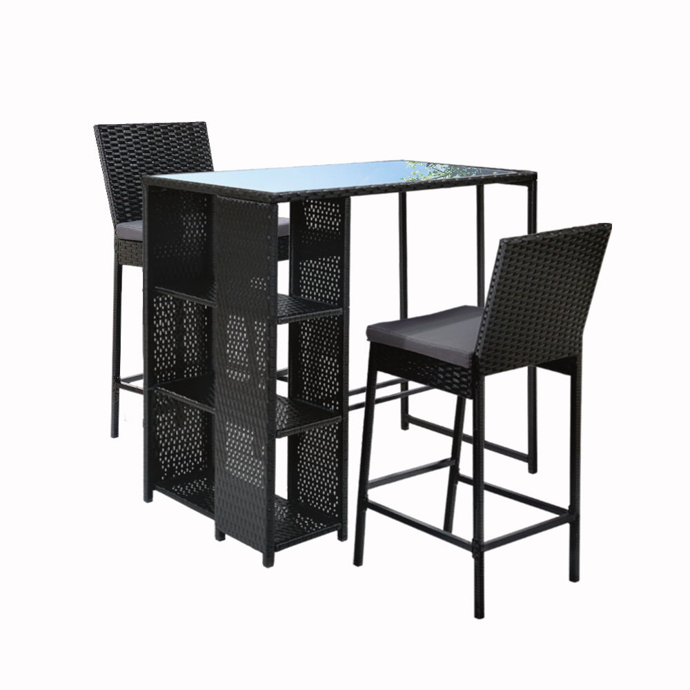 Bar Outdoor Table Stools Furniture Dining Chairs Patio Set - 3pcs