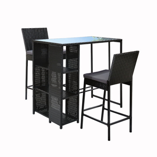 Bar Outdoor Table Stools Furniture Dining Chairs Patio Set - 3pcs