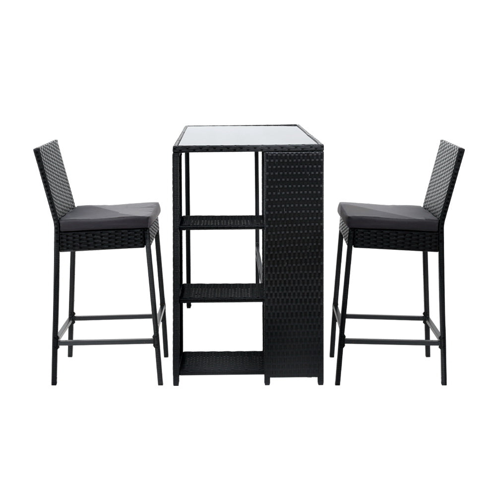 Bar Outdoor Table Stools Furniture Dining Chairs Patio Set - 3pcs