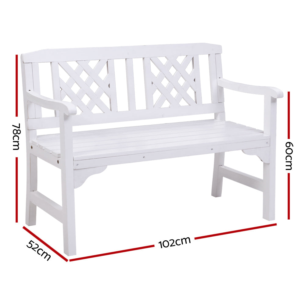 Wooden Garden Bench - White