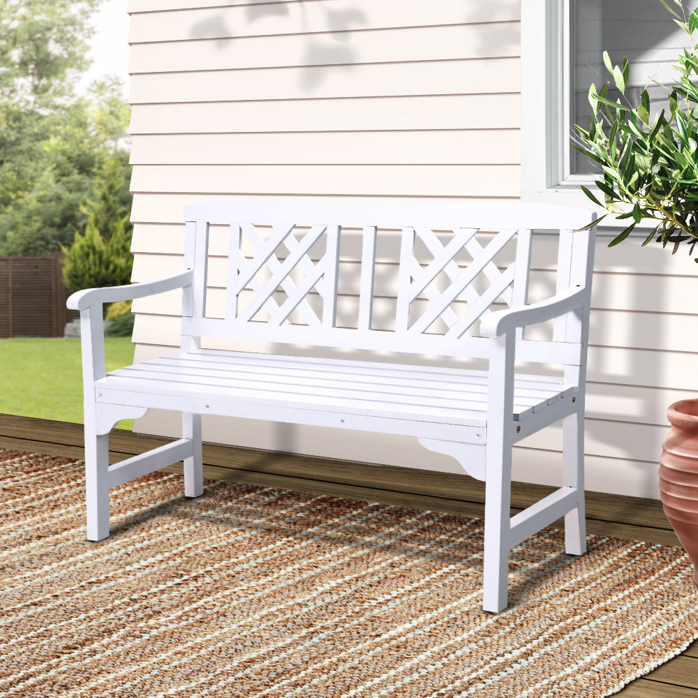 Wooden Garden Bench - White