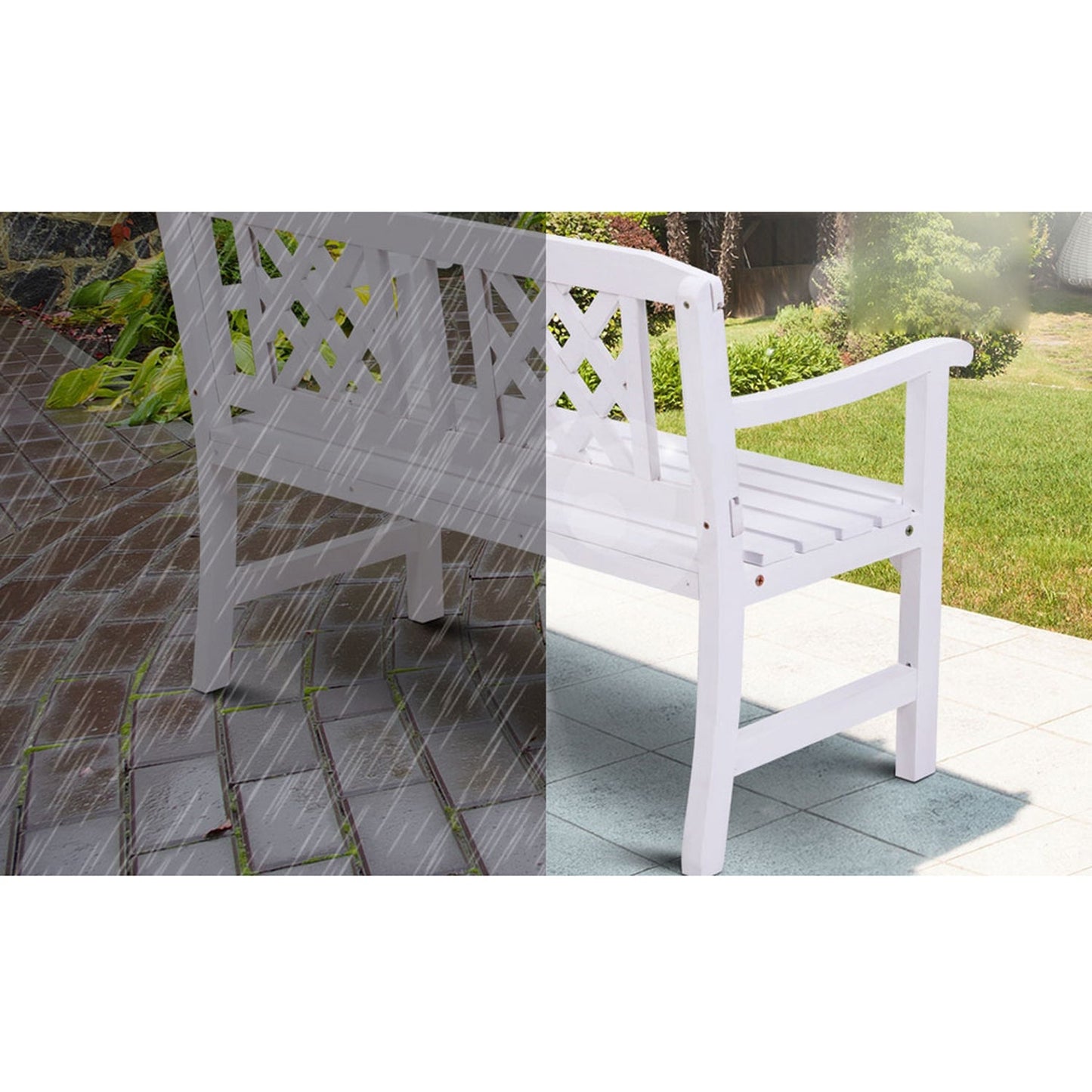 Wooden Garden Bench - White