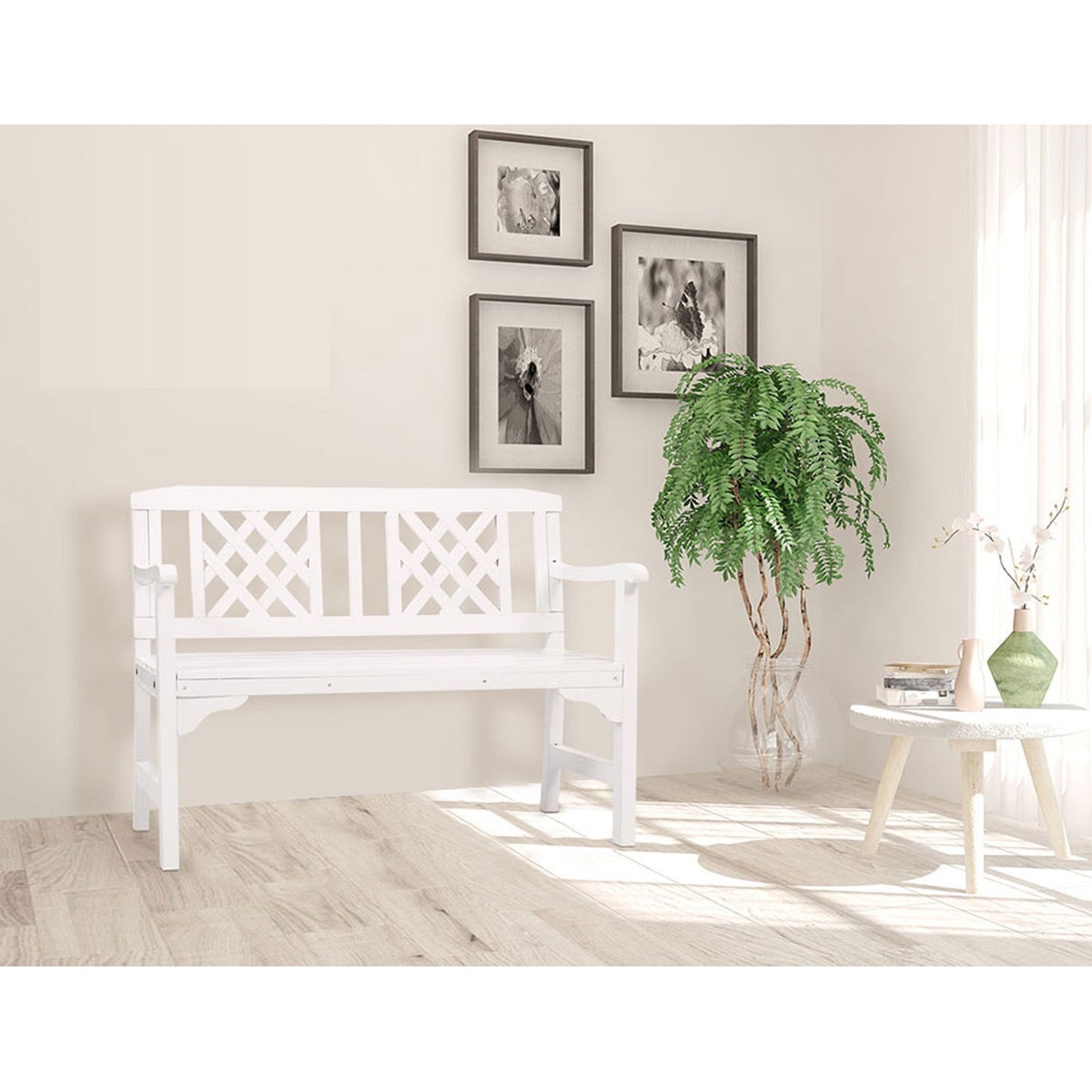Wooden Garden Bench - White