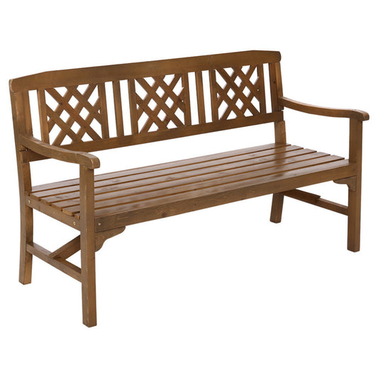 Wooden Outdoor Garden Bench Patio Lounge Chair 3 Seater - Natural