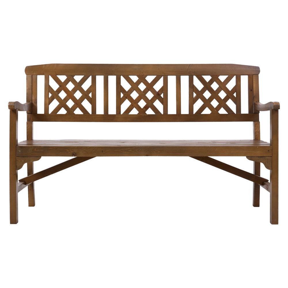 Wooden Outdoor Garden Bench Patio Lounge Chair 3 Seater - Natural