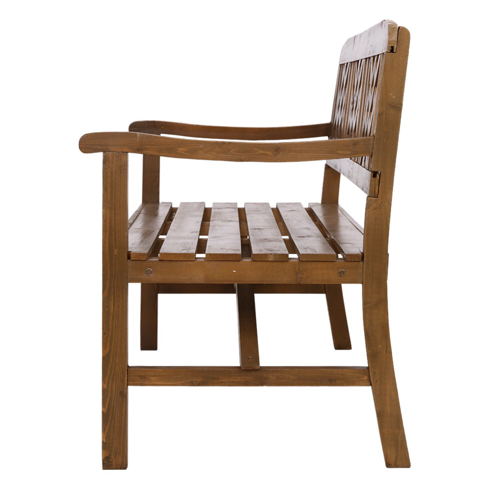 Wooden Outdoor Garden Bench Patio Lounge Chair 3 Seater - Natural