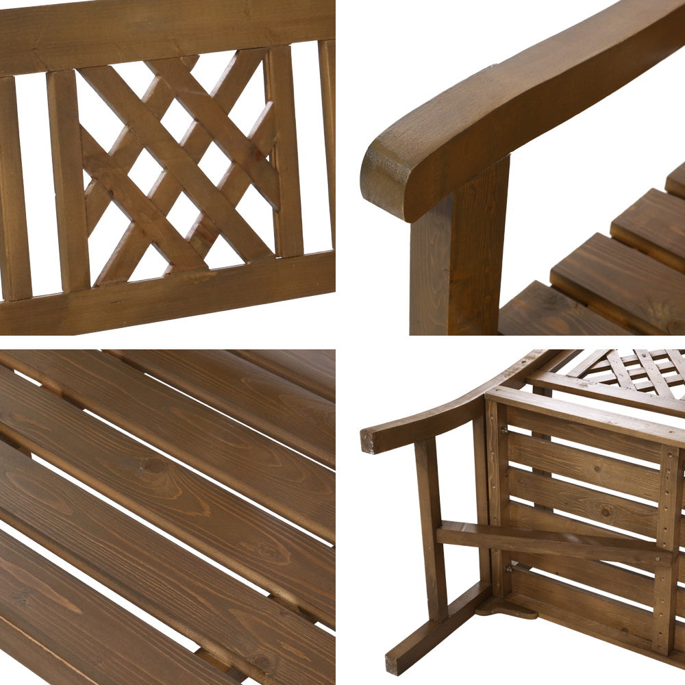 Wooden Outdoor Garden Bench Patio Lounge Chair 3 Seater - Natural