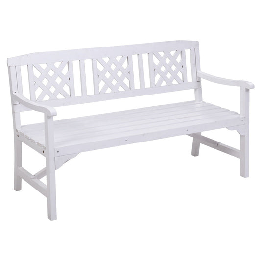 Wooden Outdoor Garden Bench Patio Lounge Chair 3 Seater - White