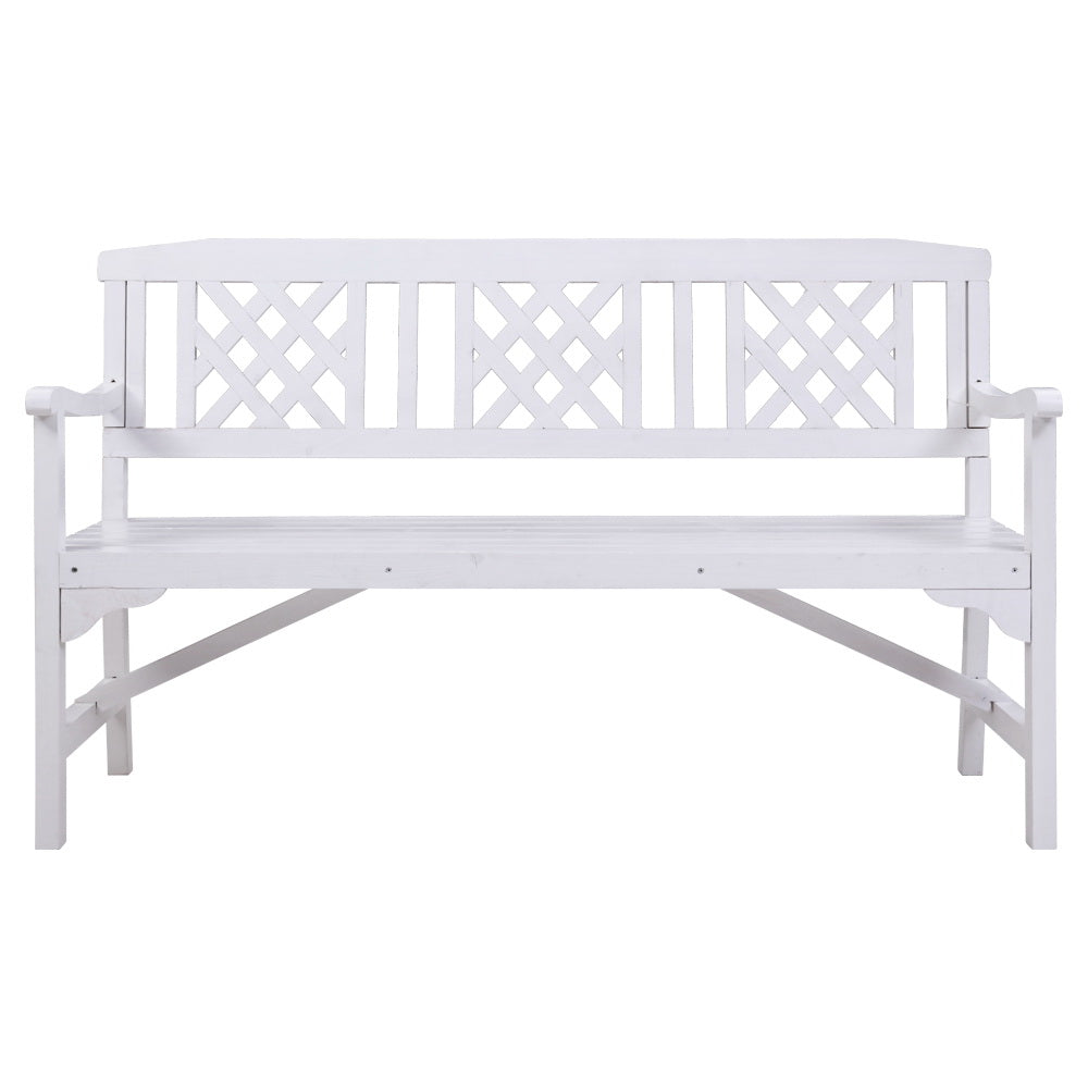 Wooden Outdoor Garden Bench Patio Lounge Chair 3 Seater - White