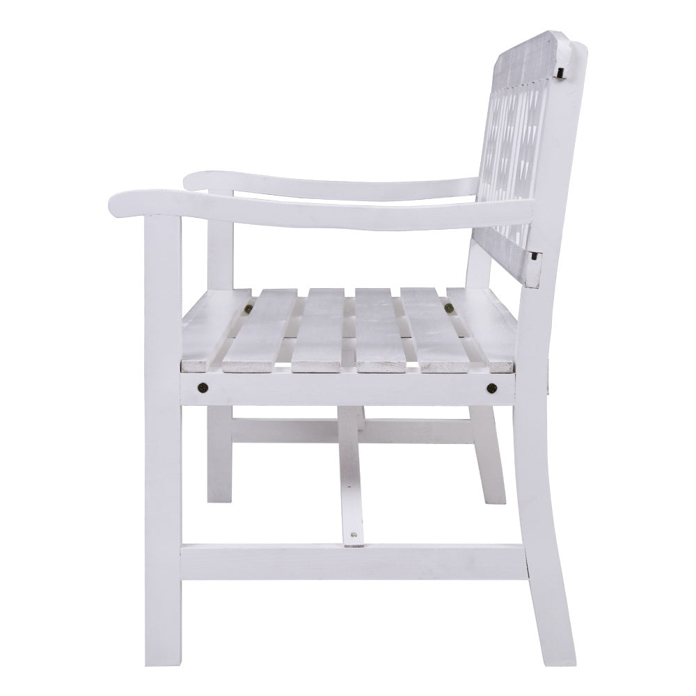 Wooden Outdoor Garden Bench Patio Lounge Chair 3 Seater - White