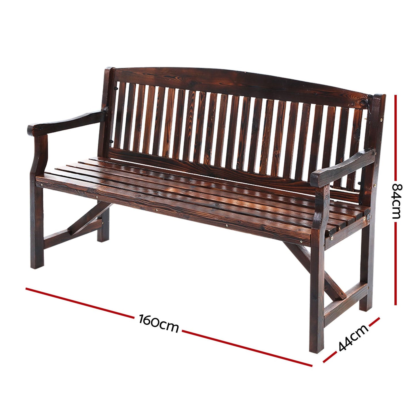 Wooden Garden Bench Outdoor Furniture Decor Patio 3 Seater - Natural