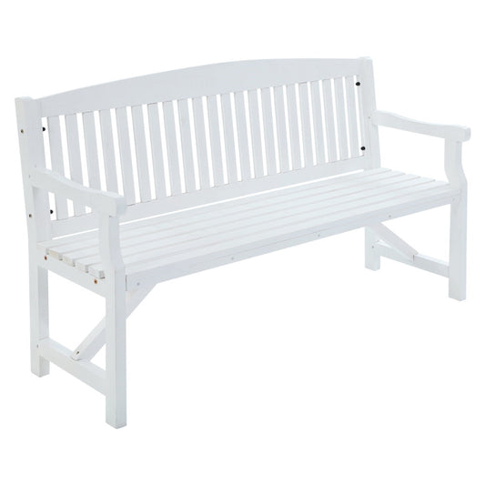 Wooden Garden Bench Outdoor Furniture Decor Patio 3 Seater - White