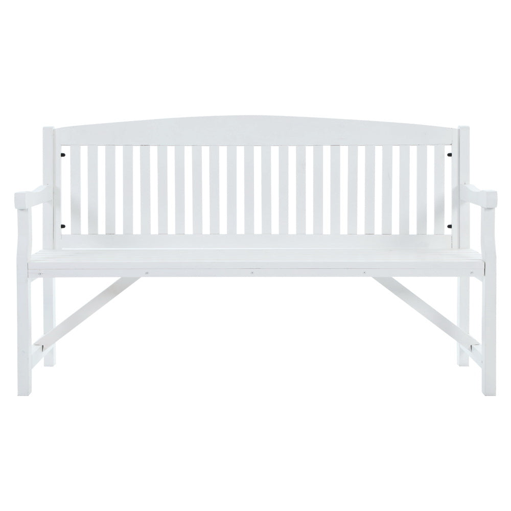 Wooden Garden Bench Outdoor Furniture Decor Patio 3 Seater - White