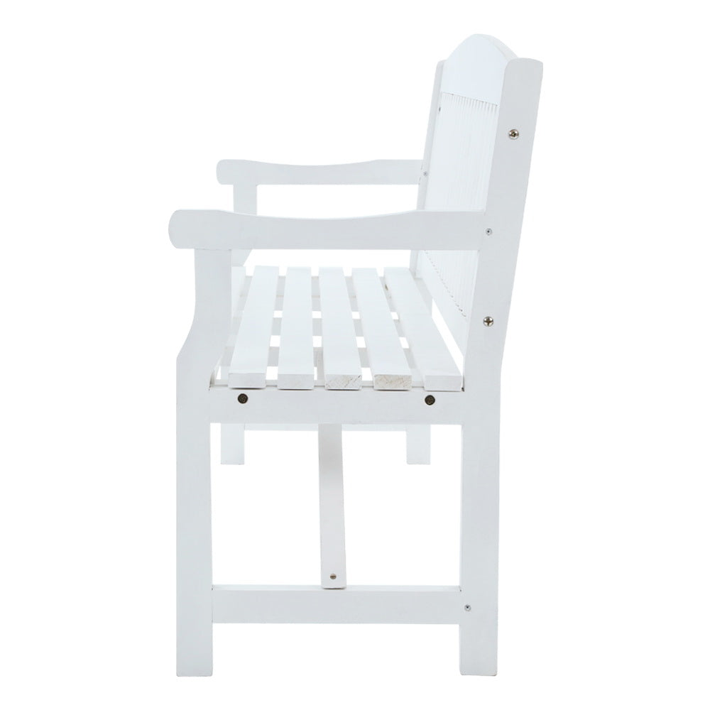 Wooden Garden Bench Outdoor Furniture Decor Patio 3 Seater - White