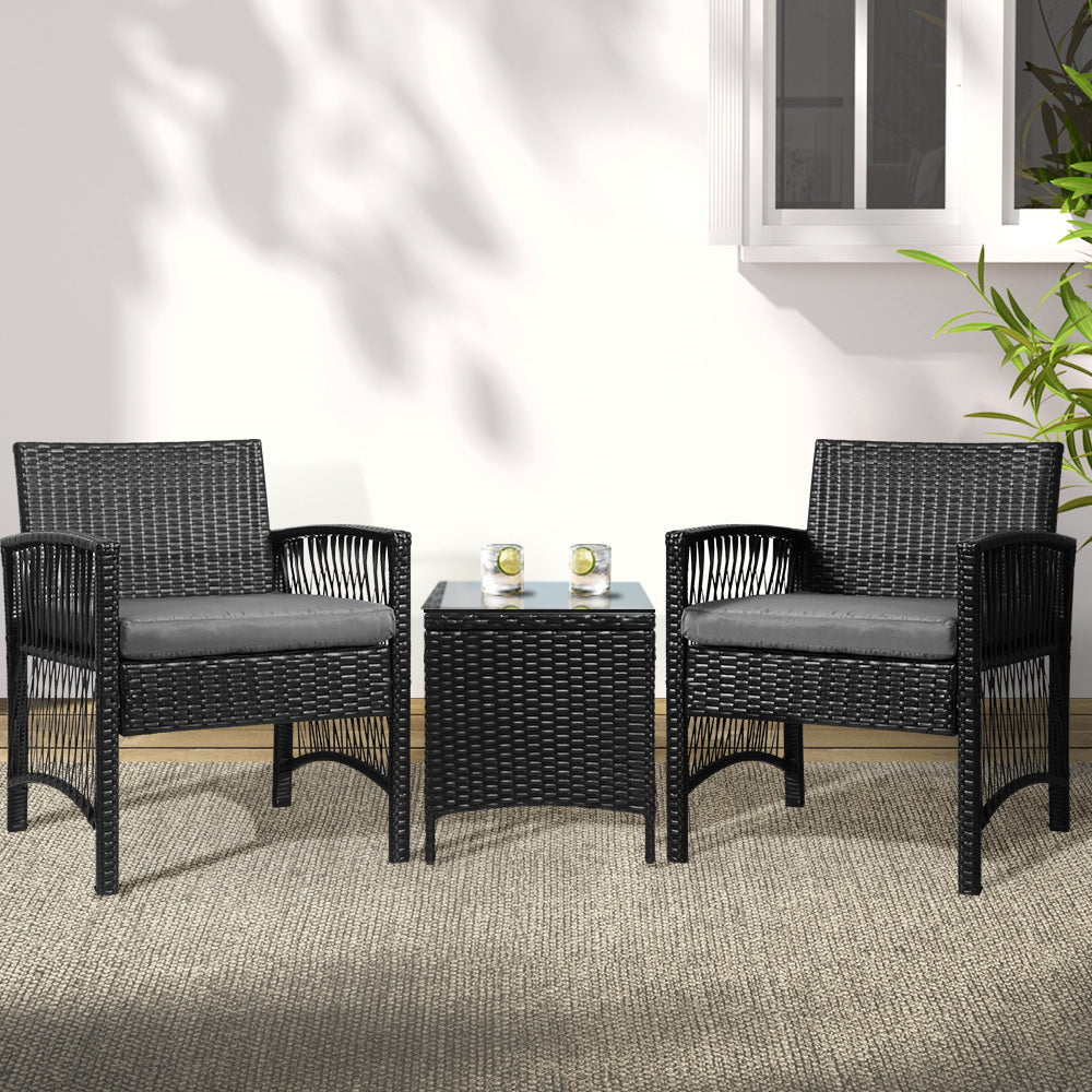 Patio Furniture Outdoor Bistro Dining Chairs Set - 3 Piece