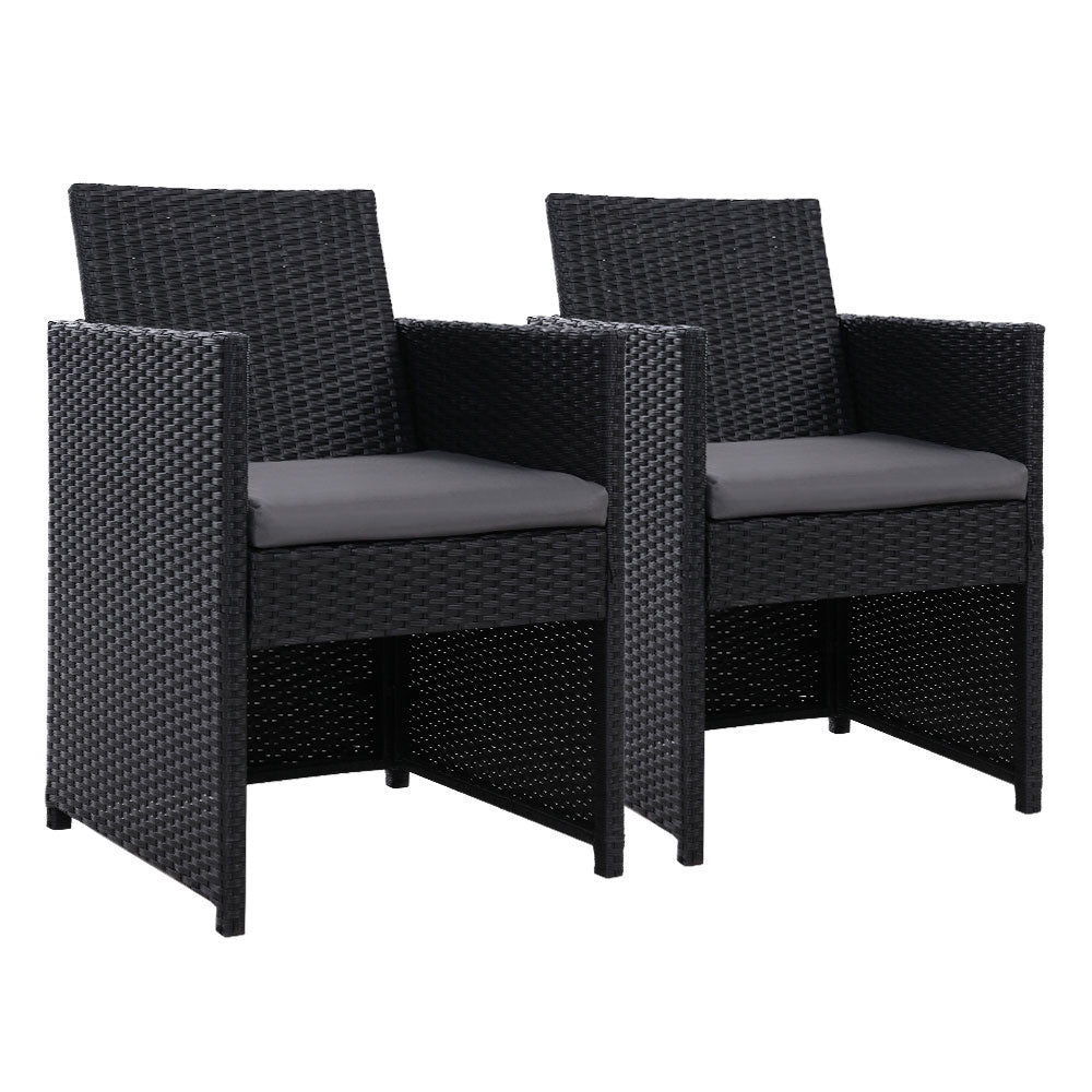 Outdoor Chairs Dining Patio Lounge Setting Wicker Garden - Black