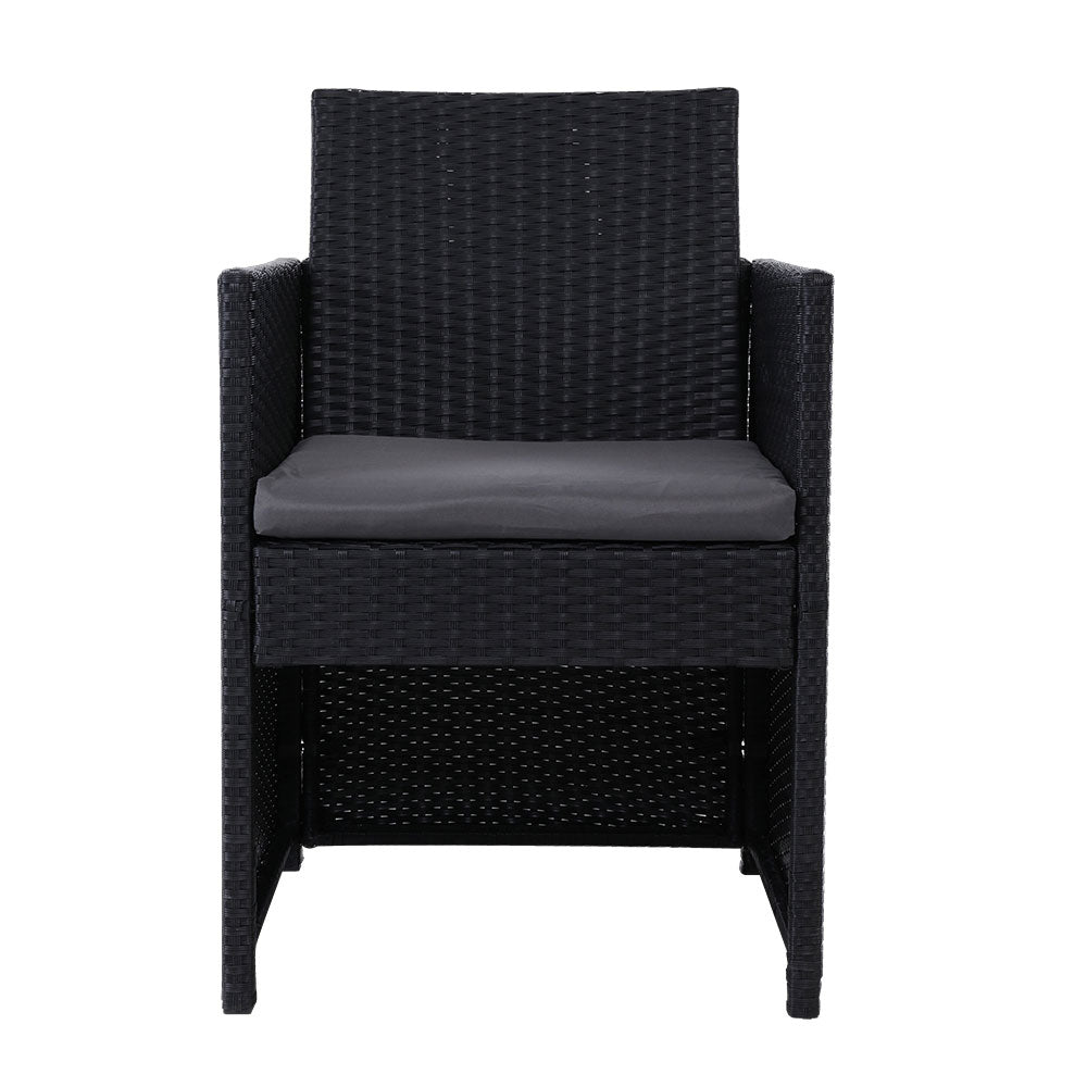 Outdoor Chairs Dining Patio Lounge Setting Wicker Garden - Black