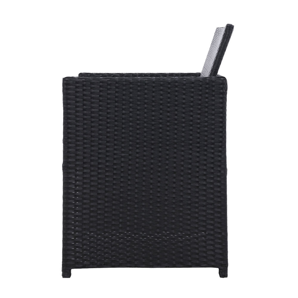 Outdoor Chairs Dining Patio Lounge Setting Wicker Garden - Black