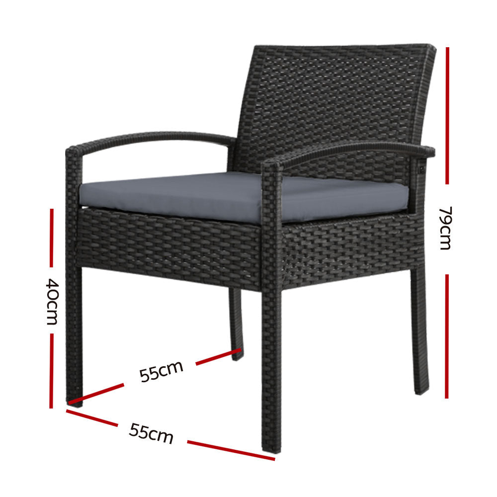 Outdoor Furniture Bistro Wicker Chair - Black