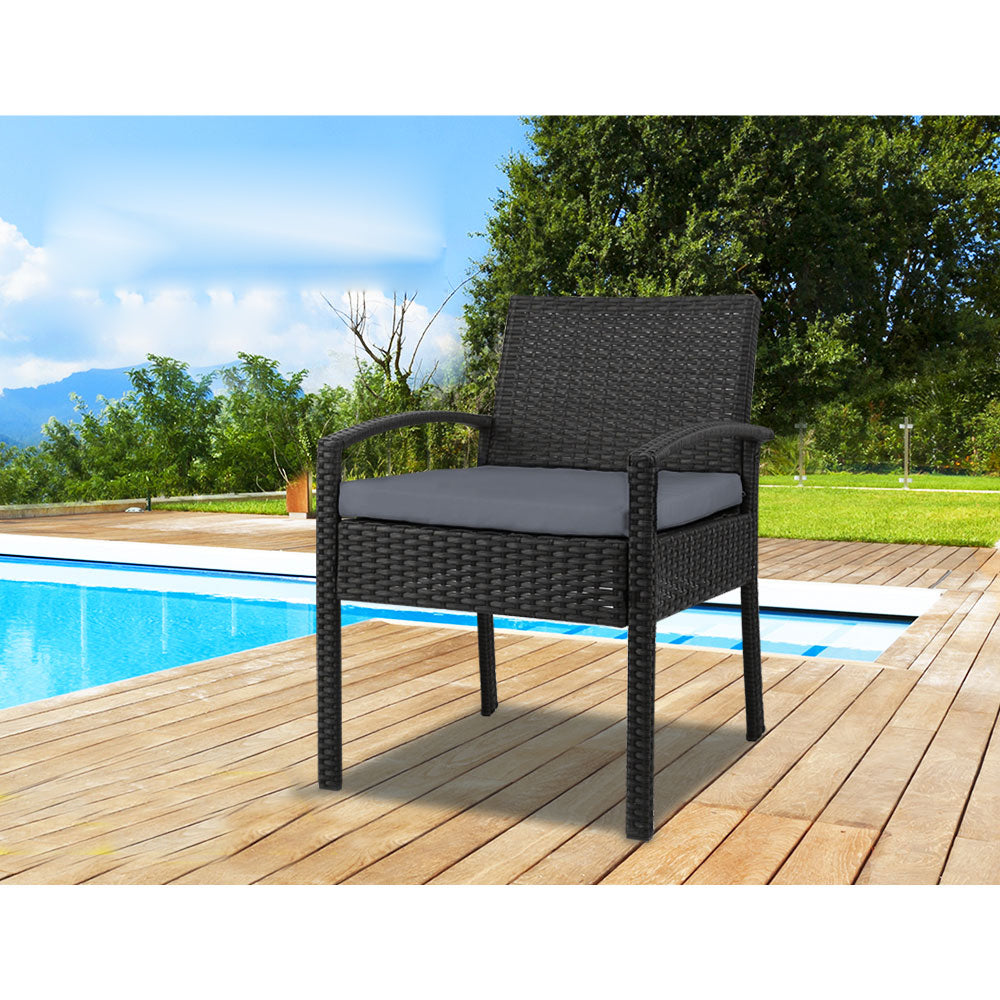 Outdoor Furniture Bistro Wicker Chair - Black