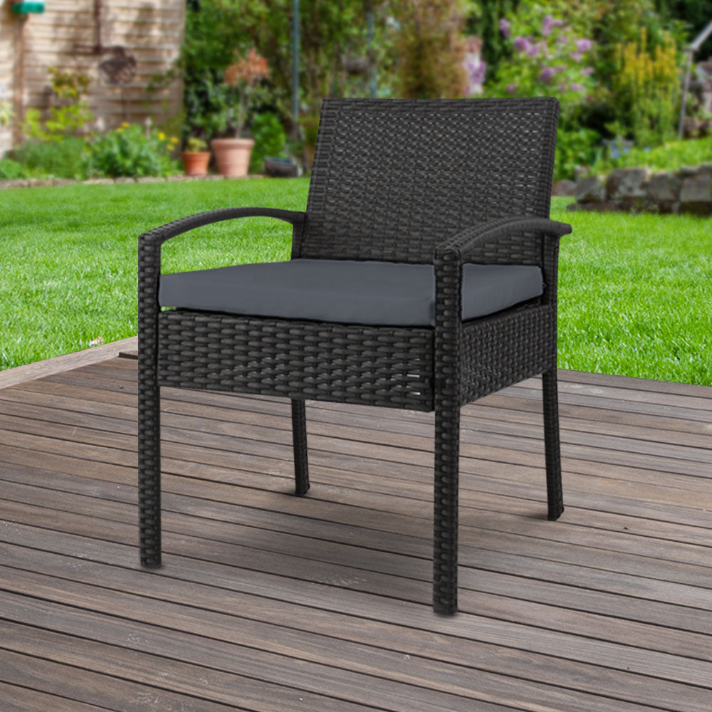 Outdoor Furniture Bistro Wicker Chair - Black