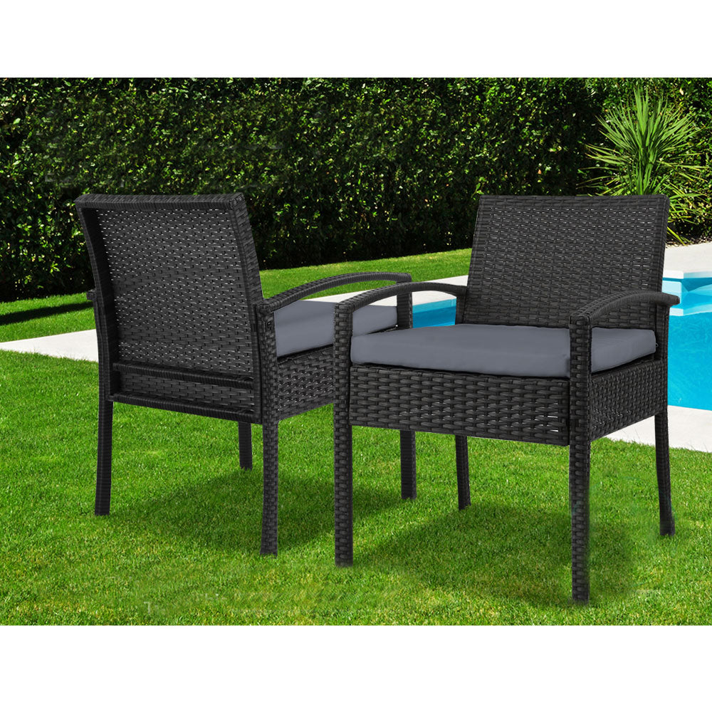 Outdoor Furniture Bistro Wicker Chair - Black